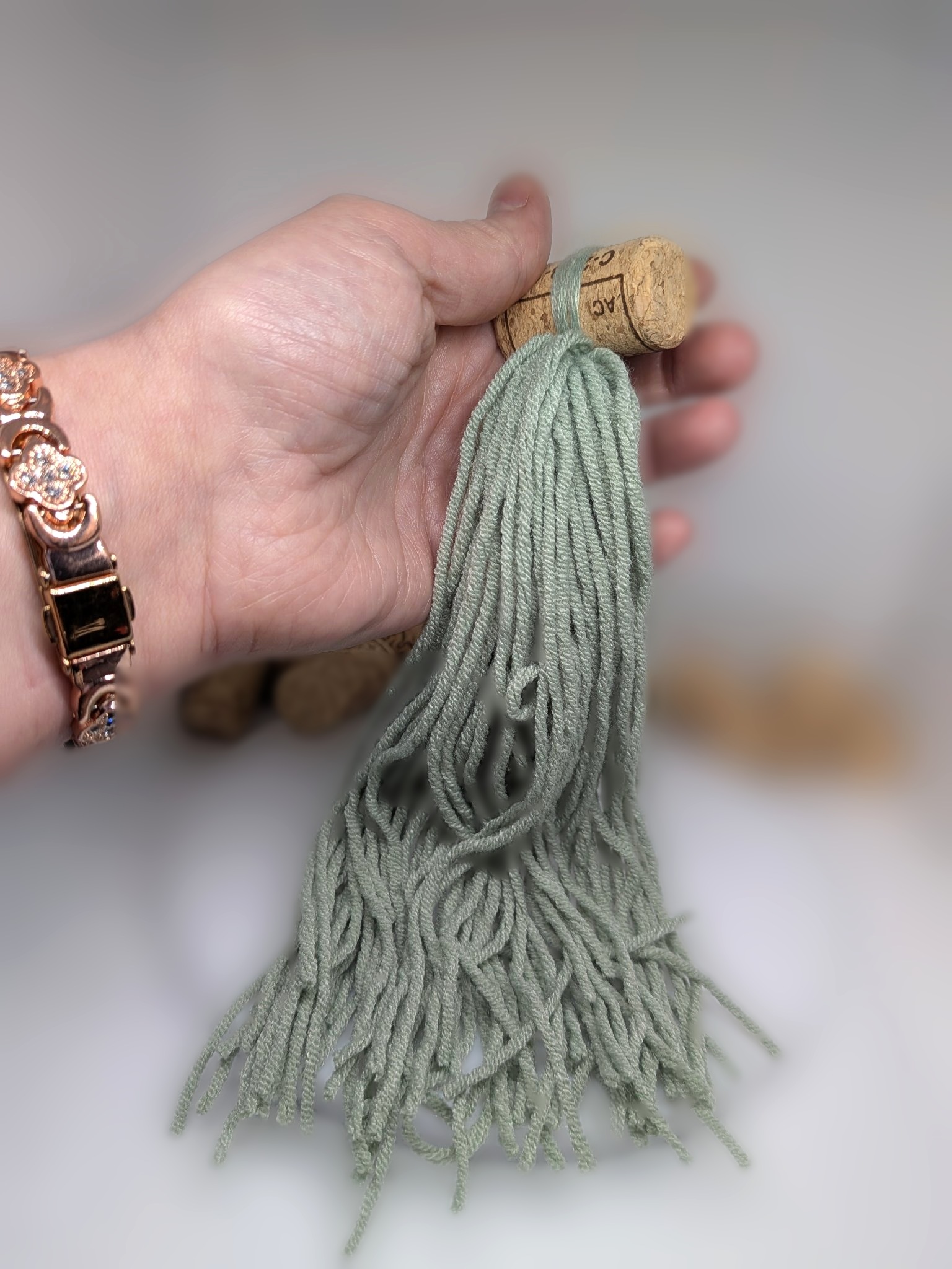 Gilled Gems Sage Green "Jade Haven" Fry Mop Ball / Mock Ball — Long-Strand Fry Shelter — Handmade