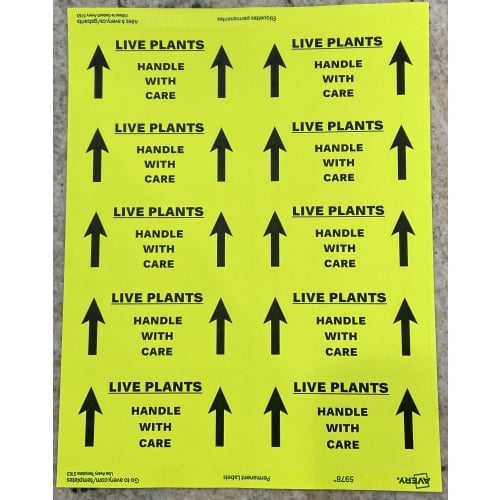 Live Plants shipping stickers 500 ct