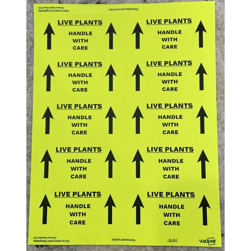 Live Plants shipping stickers 500 ct