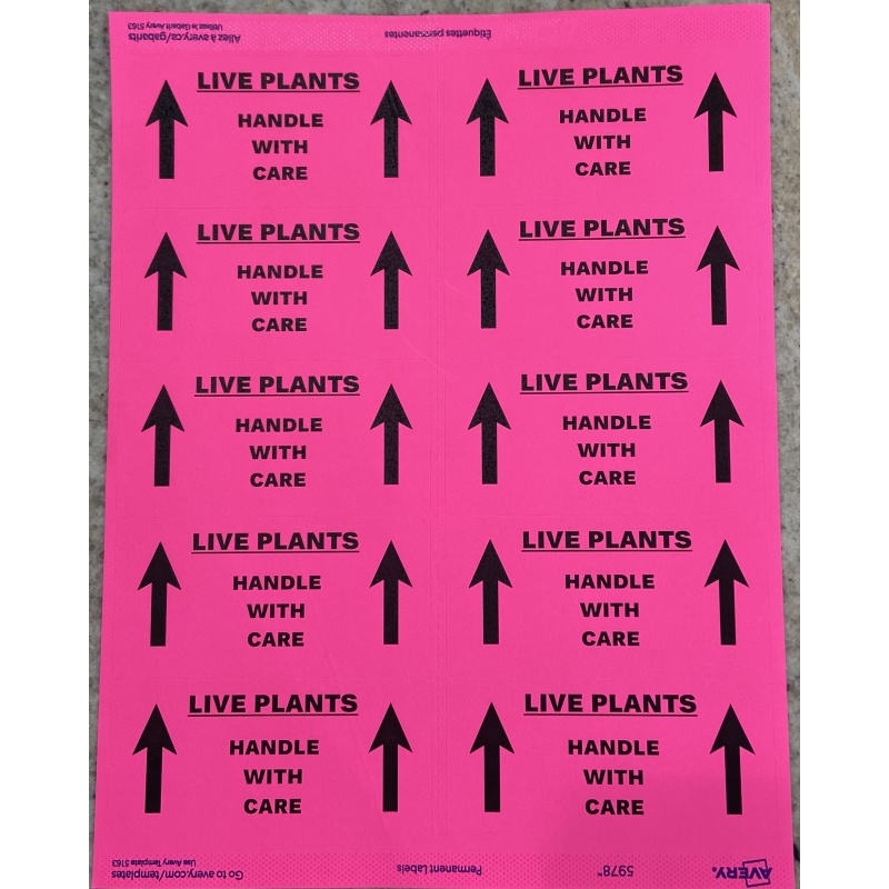 Live Plants shipping stickers 500 ct