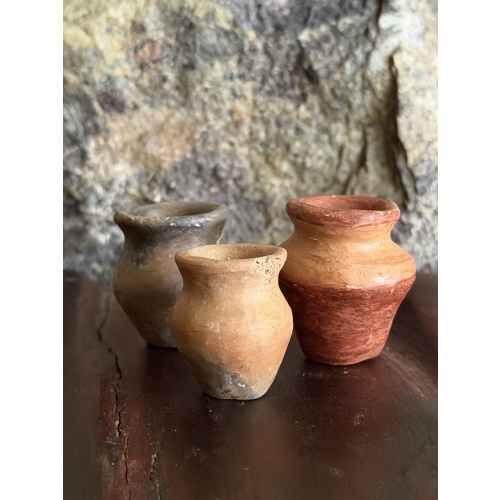 Lot of 3 Miniature Amazon Pottery Vessels - Colors