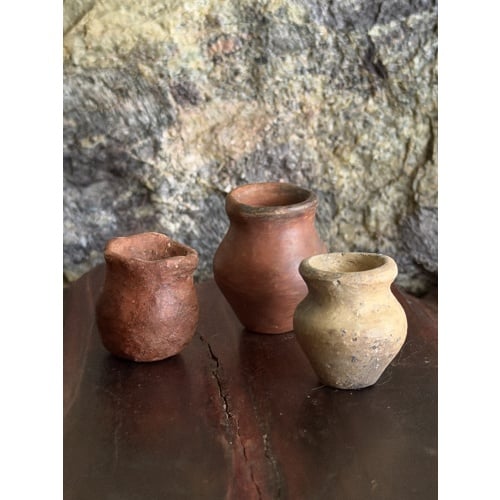 Lot of 3 Miniature Amazon Pottery Vessels - More Colors