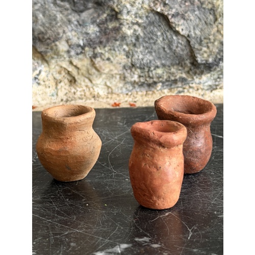 Lot of 3 Miniature Amazon Pottery Vessels - Reds