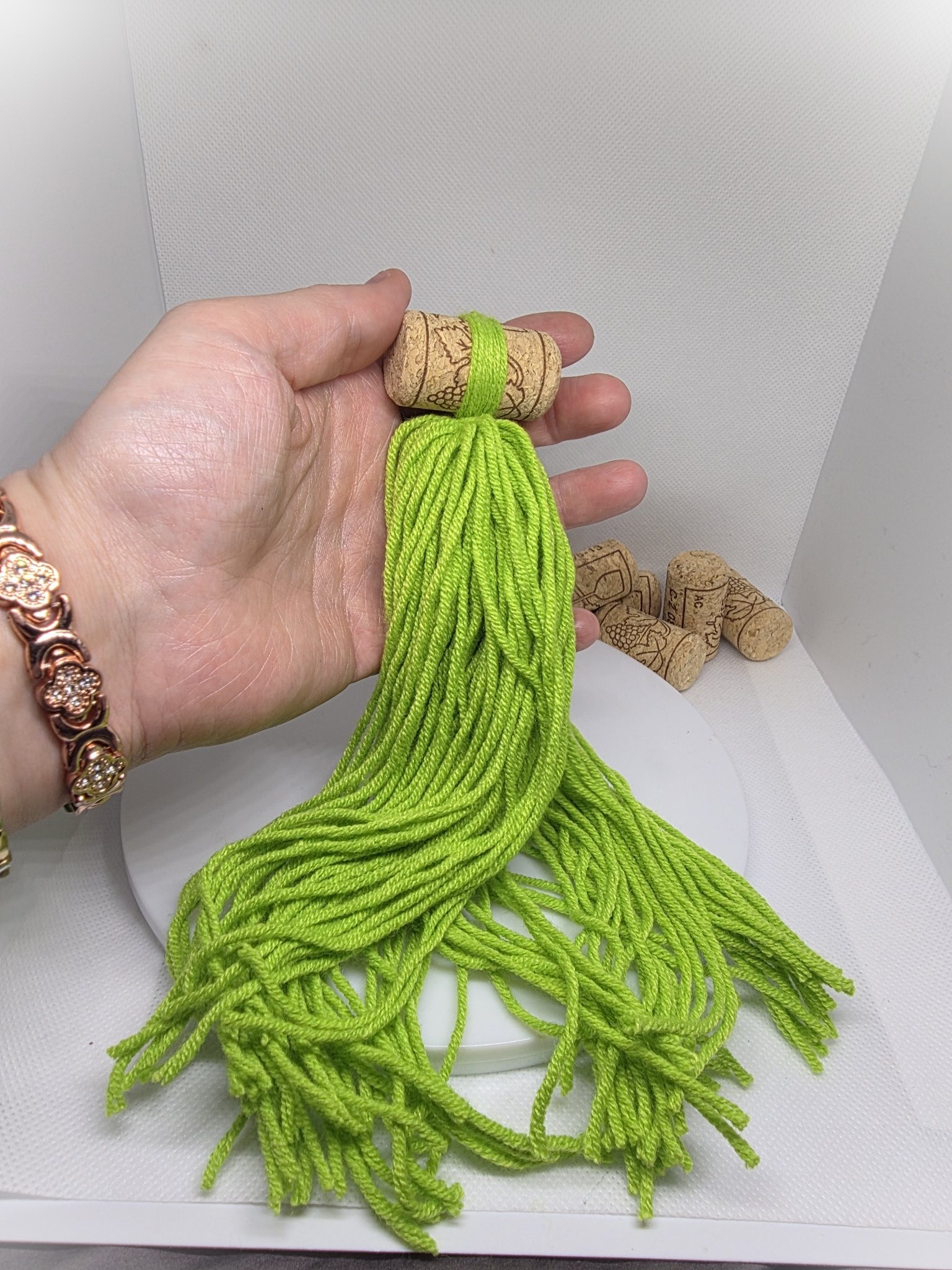 Gilled Gems Lime Green "Peridot Bloom" Photoplankton Fry Mop Ball / Mock Ball — Seeded Fry Shelter — Handmade